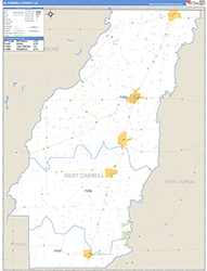 W. CarrollParish (County), LA Wall Map Zip Code Basic Style 2026